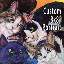 Load image into Gallery viewer, custom pet portrait with four cats