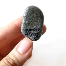 Load image into Gallery viewer, the back of the french bulldog angel portrait stone, signed with "Raibnow of Crazy"