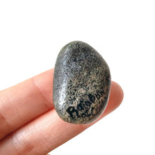 Load image into Gallery viewer, the back of the orange tabby cat stone, signed with, Rainbow of Crazy