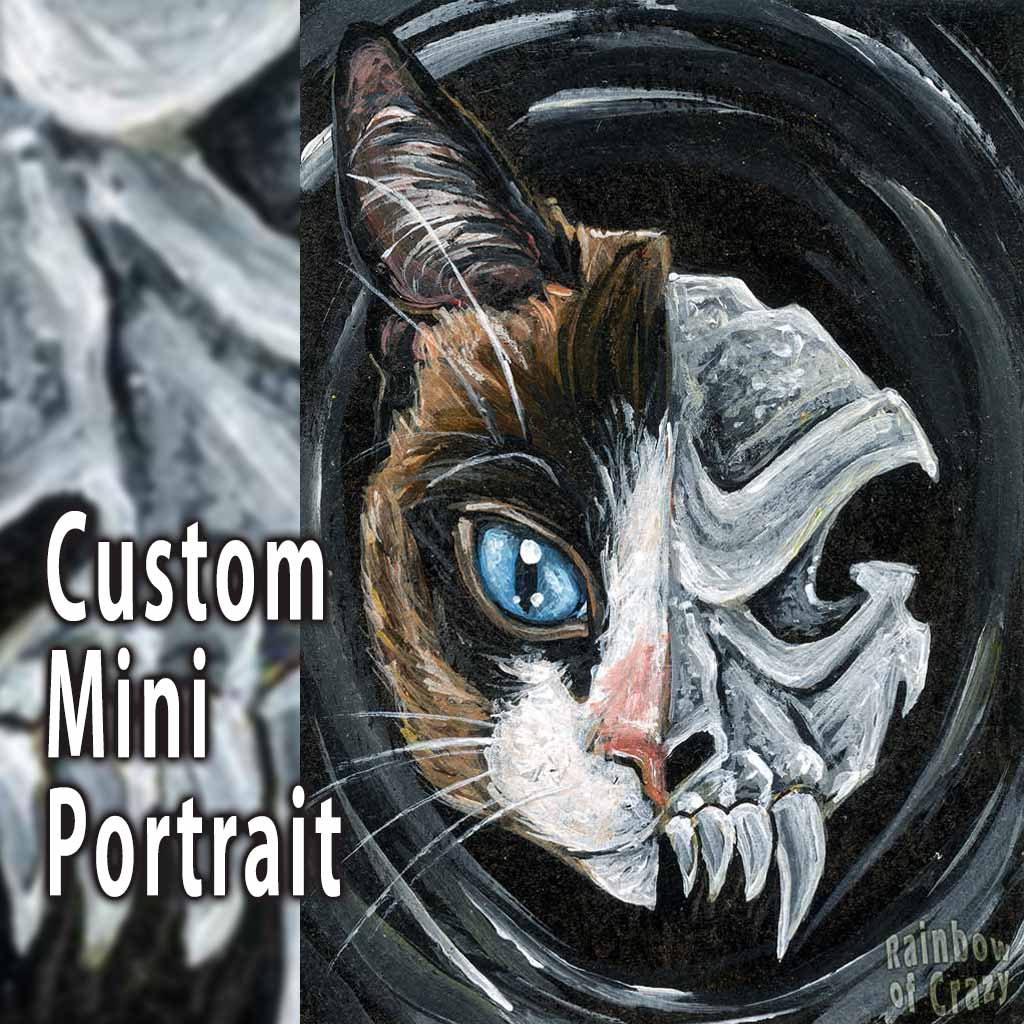 Custom Pet Skull Portrait / Mini ACEO