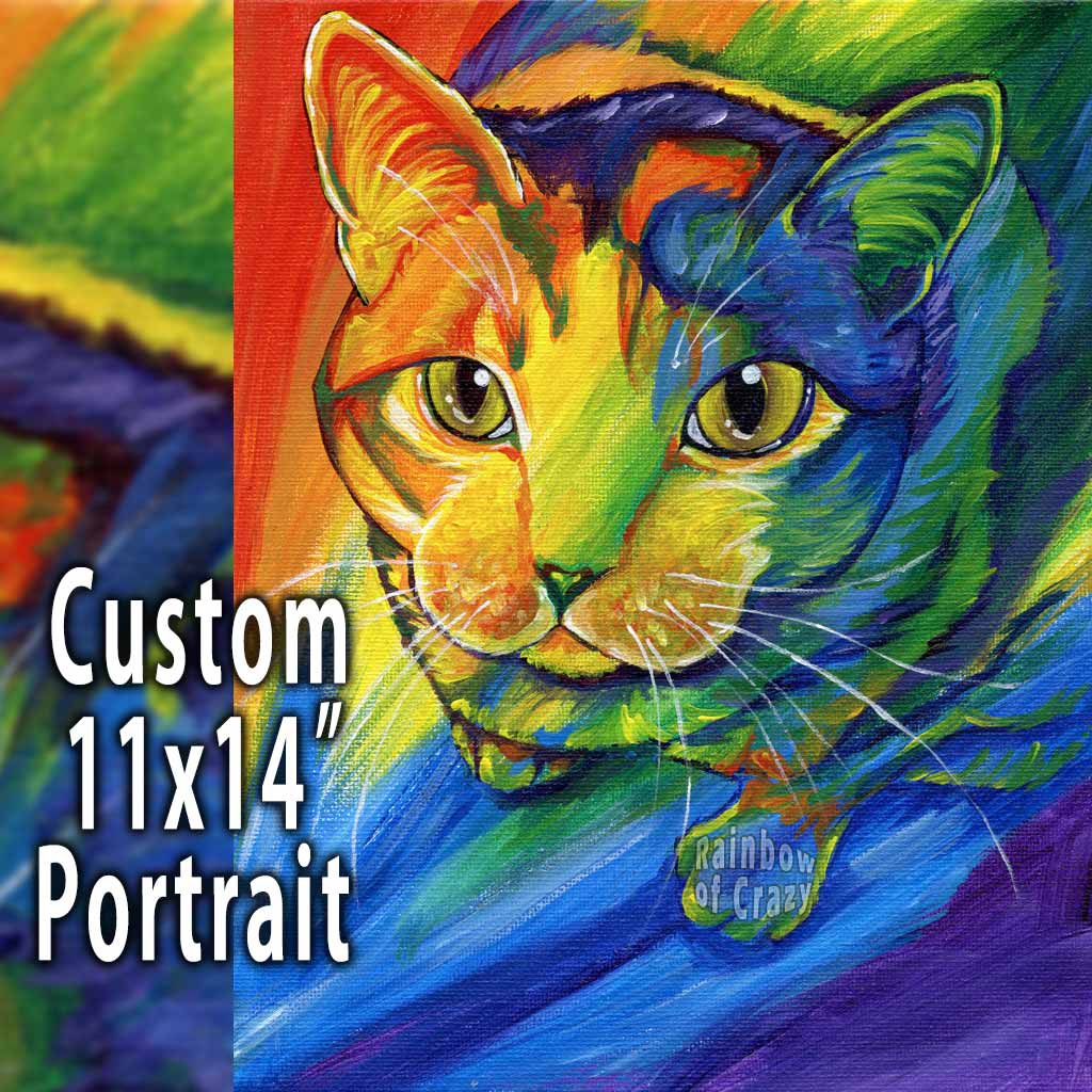 Custom Pet Rainbow Portrait / 11x14 Canvas