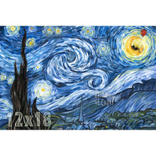 Load image into Gallery viewer, Black Cat Starry Night / Art Print
