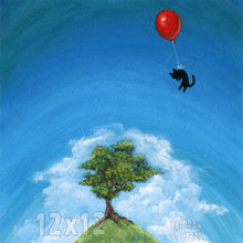 Load image into Gallery viewer, Balloon Black Cat Hill / Art Print
