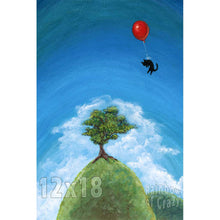 Load image into Gallery viewer, Balloon Black Cat Hill / Art Print

