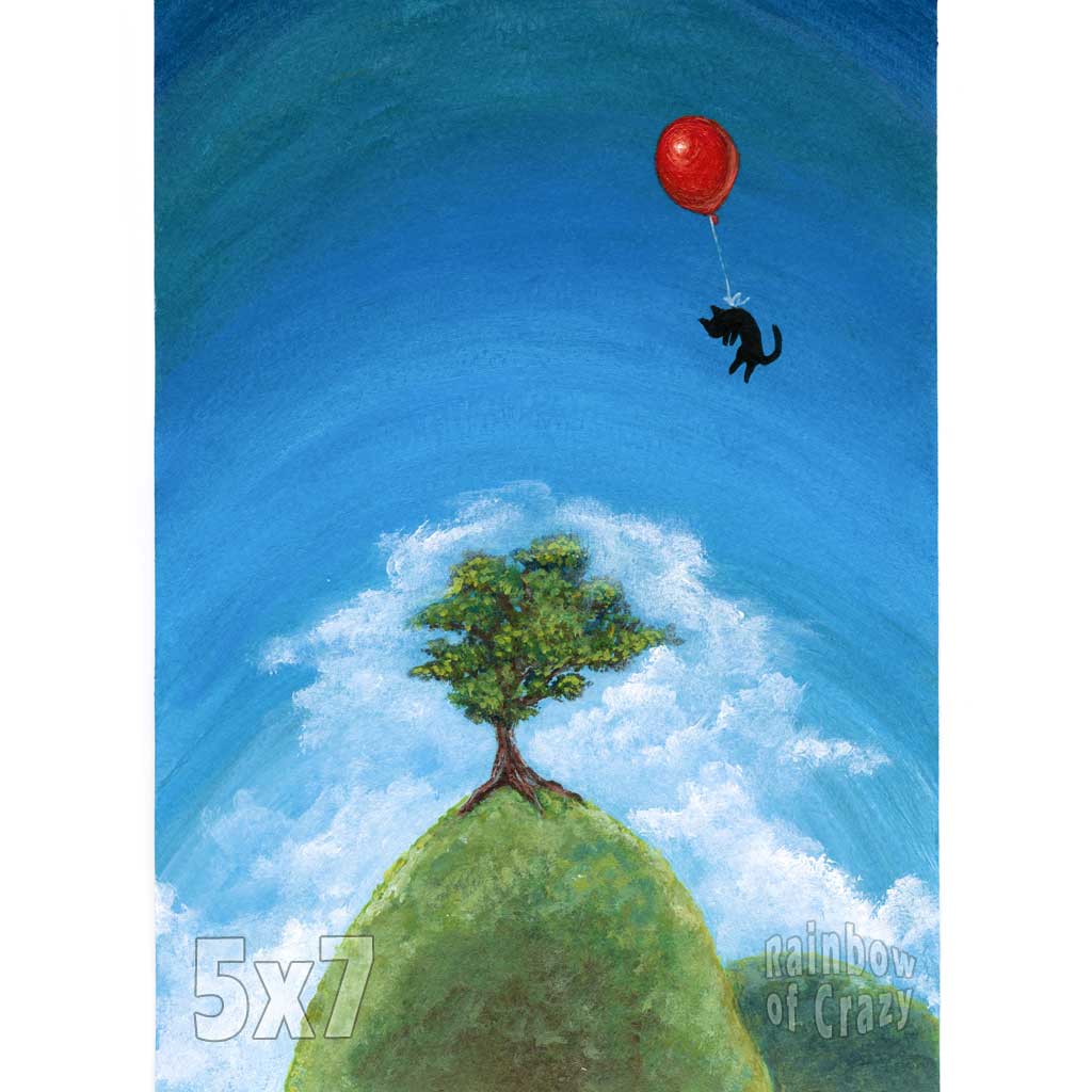Balloon Black Cat Hill / Art Print