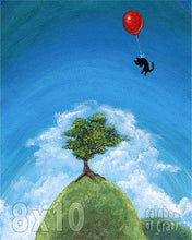 Load image into Gallery viewer, Balloon Black Cat Hill / Art Print
