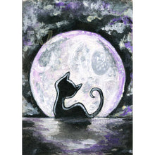 Load image into Gallery viewer, Black Cat Full Moon / Art Print
