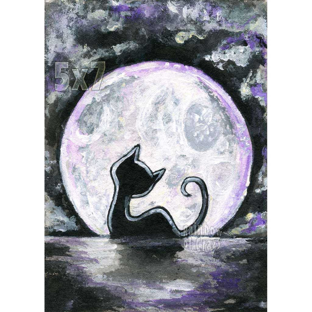 Black Cat Full Moon / Art Print