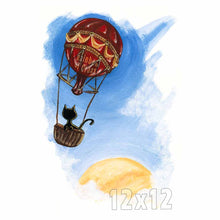Load image into Gallery viewer, Black Cat Hot Air Balloon / Art Print
