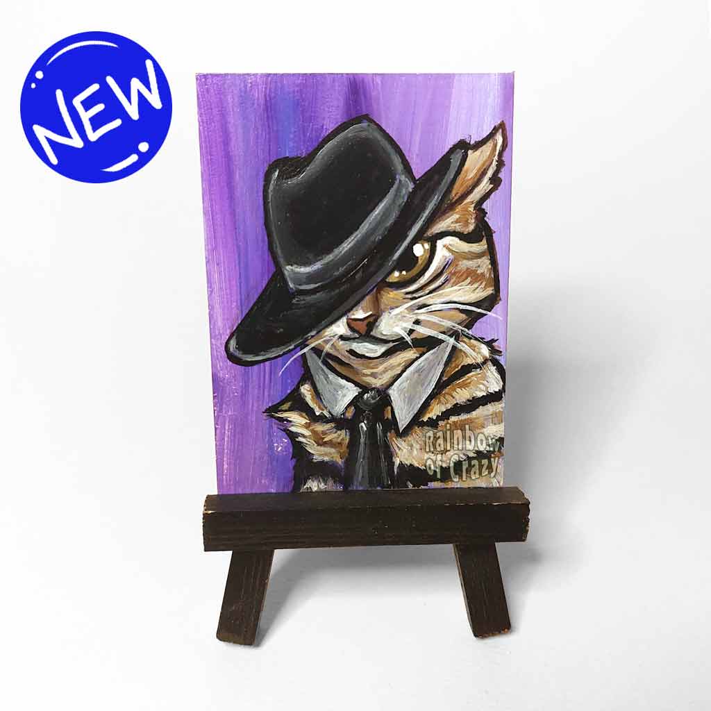 Cat with the Hat / ACEO Painting