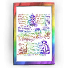 Load image into Gallery viewer, Rainbowofcrazy web comic. / Jo: &quot;Whoa! We somehow made it to 100 comics? How did that even happen? I can&#39;t commit to anything!&quot; / Mini-lop rabbit: &quot;We want to thank our family, friends, Bluesky, and Reddit for your support and feedback!&quot; / White rabbit: &quot;We also want to thank Jo&#39;s ADHD brain for making this comic her hyperfixation!&quot; / Jo: &quot;And I want to thank my bunnies. You&#39;re all no longer with me but I&#39;m thankful that your furry butts blessed my life.&quot; / Brown &amp; white rabbit: &quot;Here&#39;s to (hopefully) m
