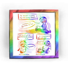 Load image into Gallery viewer, Rainbowofcrazy web comic. / [I&#39;ve learned to embrace my small accomplishments.] Jo, mini lop rabbit in her lap: &quot;I meditated for SIX minutes this time!&quot; / [I don&#39;t know if I just like to appreciate the small moments in life..] / Jo, holding a bag of groceries: &quot;We got beets!&quot; (nod to The Simpsons.) / [... or I&#39;m aiming so low that I can&#39;t fail.] Jo peeking in, surprising the rabbit that was resting on a counter: &quot;Guess who clipped their toenails today!&quot; / ko-fi.com/rainbowofcrazy / Rainbowofcrazy.com 

