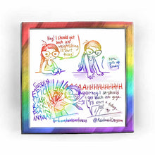 Load image into Gallery viewer, web comic. &quot;Hey, I should get back into weightlifting. I&#39;ll start today!&quot; Jo baps her fist into her open palm, in a moment of &quot;aha!&quot; / Jo rises up from the table. caption says, &quot;note: gets up slowly&quot; / caption: &quot;SUDDEN EPIC STABBING BACK PAIN ANYWAY!&quot; Jo bent over in pain. Lightning bolts attack her back. &quot;AAAHHHHHHHH&quot; / Only one hand can be seen in frame, (pointer finger up,) meaning the rest of Jo is on the floor. &quot;h-hey, I sh-should get back into yoga.. I&#39;ll start t-today~....&quot; / ko-fi.com/rainbowofcrazy
