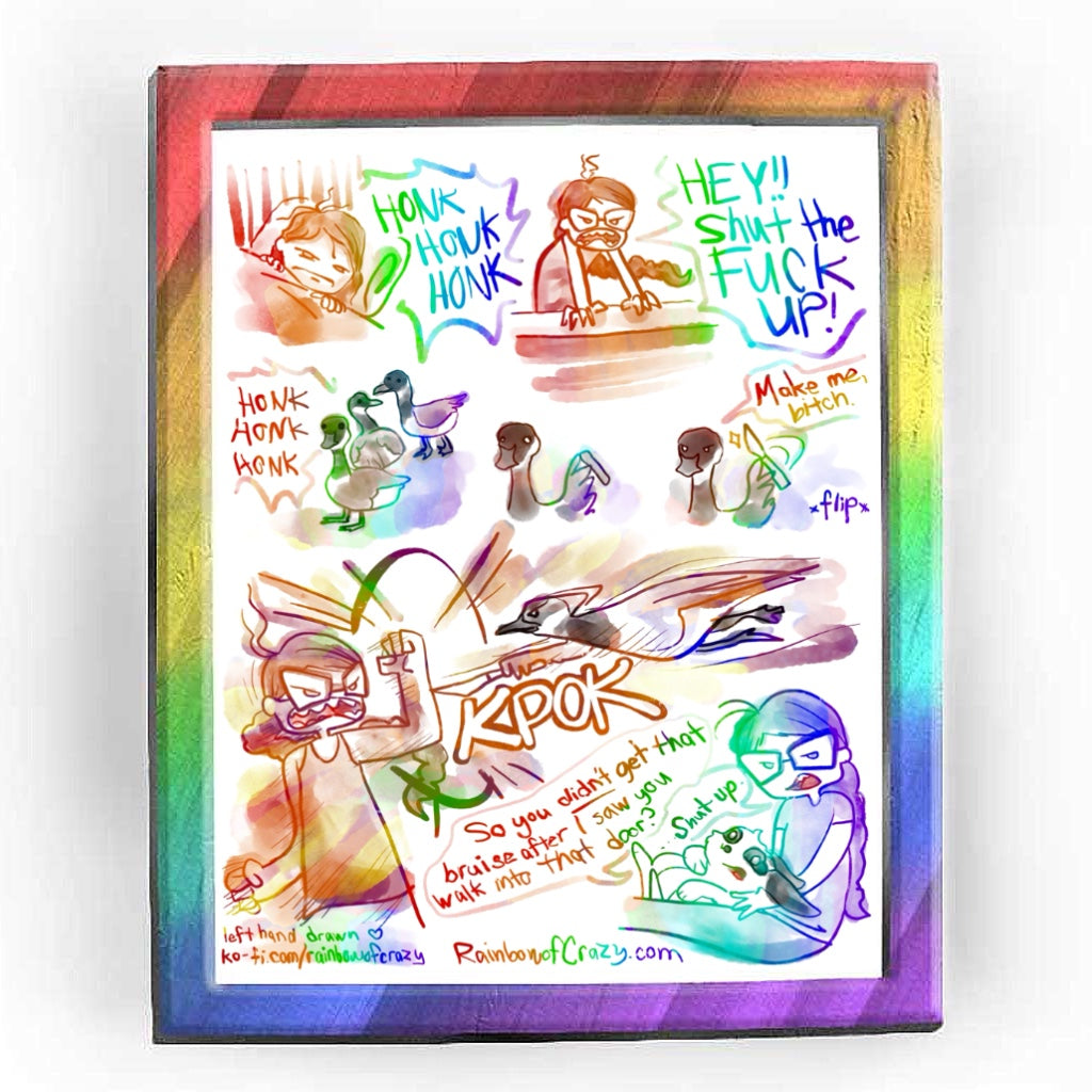 Rainbowofcrazy web comic. / Jo, in bed, looking angry, hair a mess. mysterious sound: 