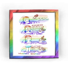 Load image into Gallery viewer, Rainbowofcrazy web comic: Bubble Baths. Jo is having a bath. A brown &amp; white English spot rabbit peers over the tub. Rabbit: "Ooh bath time! I love bubble baths!" / Jo: "Aw sorry, we're out of bubble bath. This is just a normal bath." The rabbit is now in the water with Jo. Rabbit: "No problem!" / Little bubbles appear behind the rabbit, who is smiling, looking just like a happy fuckin bunny. Jo is no longer smiling, because this rabbit is frickin farting in the tub. / Jo has stood up, now wearing a tow
