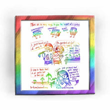 Load image into Gallery viewer,  
Rainbowofcrazy web comic. There are so many ways to plan the layout of a garden. Spreadsheets! (a smiling spreadsheet with hands, feet, and glasses.) Drawings! (a smiling drawing on paper holding a pencil.) Plant apps! (smiling phone character with the app shop on their screen.) / I just kind of.. wing it. Jo, hands on hips, smiling: &quot;Ah, garden&#39;s all full - WAIT, I STILL HAVE SO MUCH MORE TO PLANT?!&quot; Jo swivels to look at a table full of potted plants. / I like to think that it all works out in the end. 
