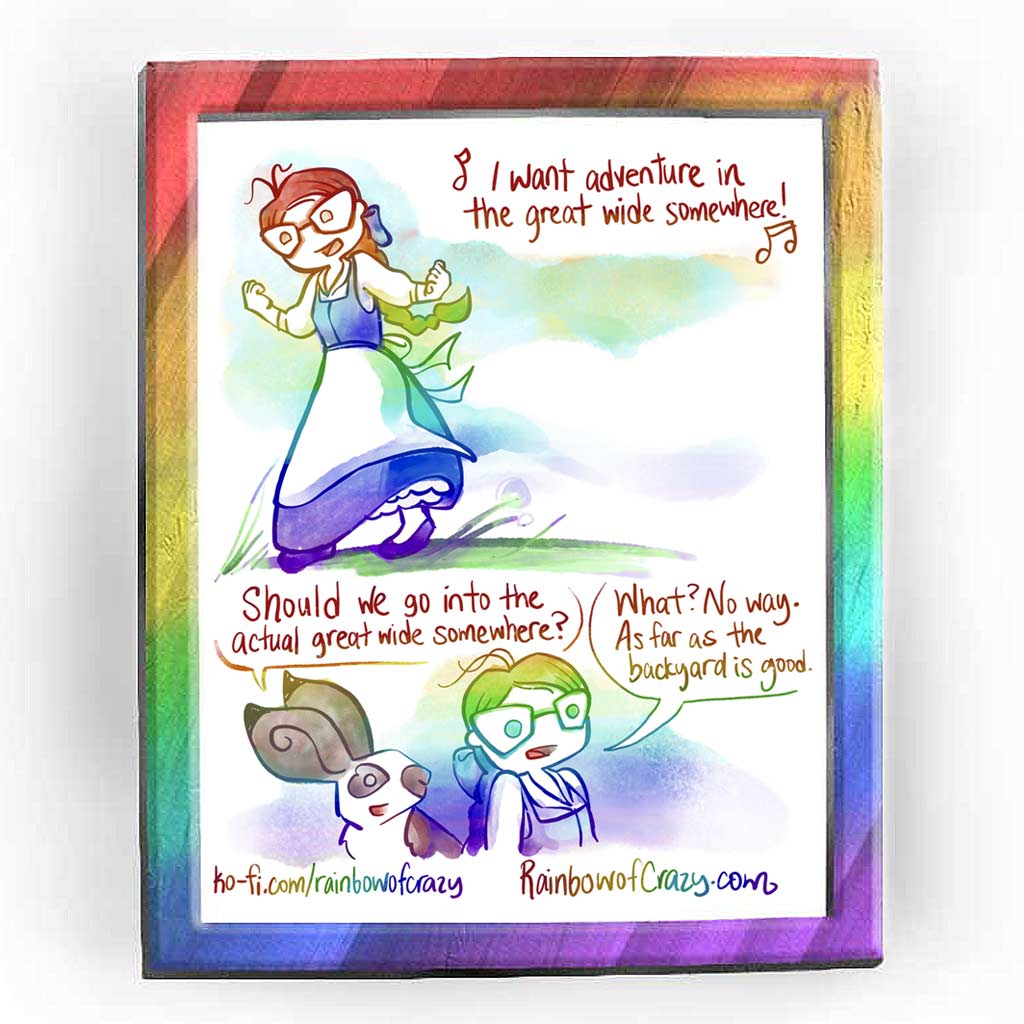 Rainbowofcrazy web comic. / Jo wears Belle's blue & white dress in Beauty and the Beast. Jo: 