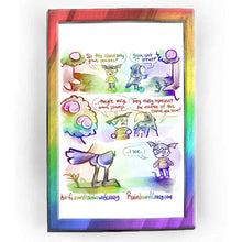 Load image into Gallery viewer, Rainbowofcrazy web comic. / Jo&#39;s character, in the game Animal Crossing: New Horizons, stands next to a blue eagle wearing a knight&#39;s helmet. On either side of them are peach trees. Jo: &quot;So this island only grows peaches?&quot; Sterling, an eagle: &quot;Yeah, isn&#39;t it great?&quot; / Jo: &quot;... they&#39;re very, umm, plump.&quot; Sterling: &quot;They really represent the essence of the island, you know?&quot; the angle shows the.. cheeky roundness of some peaches in one of the trees. / Jo: &quot;.. I see.&quot; POV of the view showcases Sterling&#39;s.. lac
