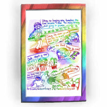 Load image into Gallery viewer, Rainbowofcrazy web comic. Jo, smiling, in a garden centre, rows of plants sit on tables in the background: &quot;Okay, no buying any tomatoes this time because I have too many already. Just going to browse.&quot; / Jo, looking at a small tomato plant: &quot;Omg.. I&#39;ve never grown this one. I&#39;ve heard good things about it.&quot; / Jo, looking at small purple tomatoes growing on a plant: &quot;Whoa the fruit looks so cool!&quot; / Jo, stars in her eyes, hands on face, starting at the ID tag of a tomato plant: &quot;Ooh.. that is the GREATEST N
