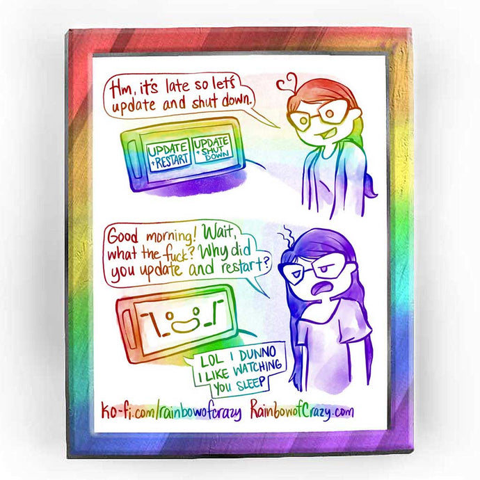 Rainbowofcrazy web comic. / Jo, looking at her computer monitor. Jo: 