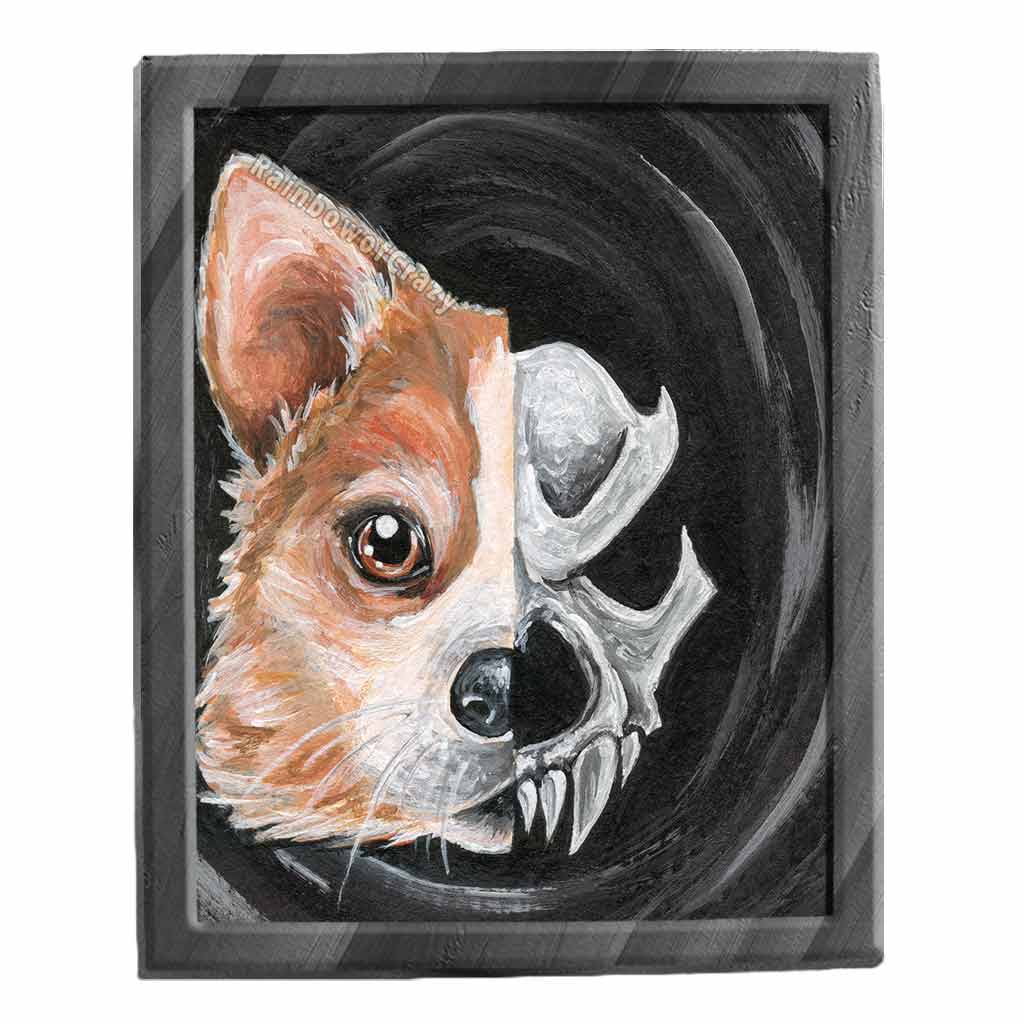 Corgi Dog Skull / Art Print