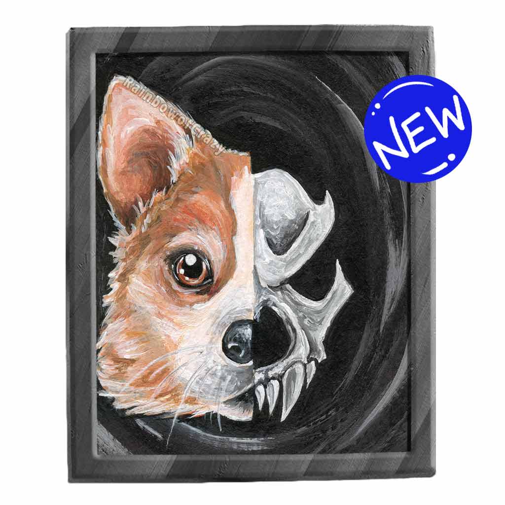 Corgi Dog Skull / Art Print