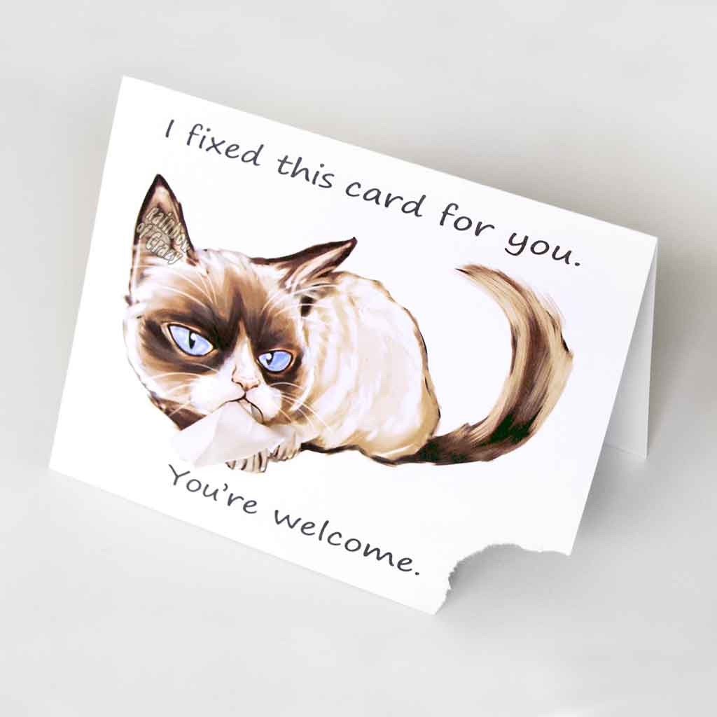 Hungry Grumpy Cat / Greeting Card