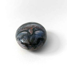 Load image into Gallery viewer, a small beach stone painted to looke like a smiling baby hippo
