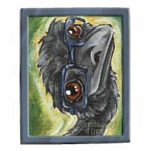 Load image into Gallery viewer, an art print featuring a painting of an emu&#39;s face wearing blue eyeglasses.
