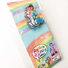 Load image into Gallery viewer, Blanket Bunny Glittery Acrylic Pin - English Spot Rabbit

