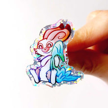 Load image into Gallery viewer, Blanket Bunny Glittery Acrylic Pin - English Spot Rabbit
