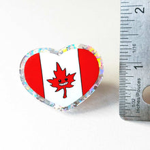 Load image into Gallery viewer, Canada Flag Heart Pin - Maple Leaf Smiley Face
