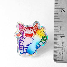 Load image into Gallery viewer, Hydration Cat Glitter Acrylic Pin - Water Bottle Love
