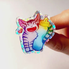 Load and play video in Gallery viewer, Hydration Cat Glitter Acrylic Pin - Water Bottle Love
