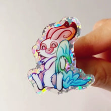 Load and play video in Gallery viewer, Blanket Bunny Glittery Acrylic Pin - English Spot Rabbit
