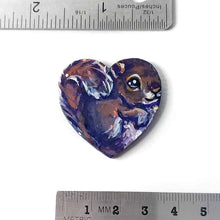 Load image into Gallery viewer, a lightweight wood heart, hand painted with a portrait of a squirrel, available as a keepsake or pendant necklace
