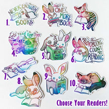 Load image into Gallery viewer, Book Lover Sticker Bundle - Choose Your Own Cat &amp; Rabbit Stickers
