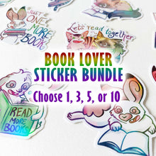 Load image into Gallery viewer, Book Lover Sticker Bundle - Choose Your Own Cat &amp; Rabbit Stickers
