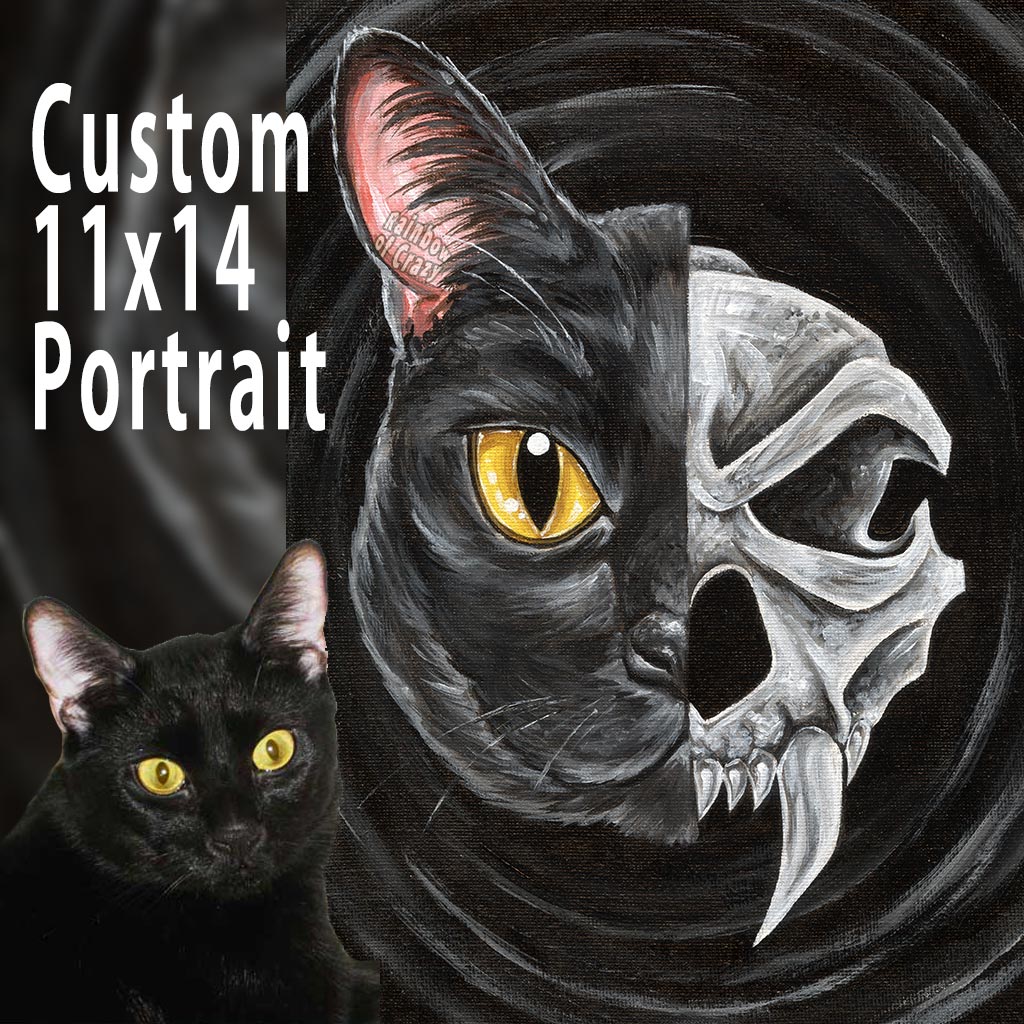 Custom Pet Skull Portrait / 11x14 Canvas
