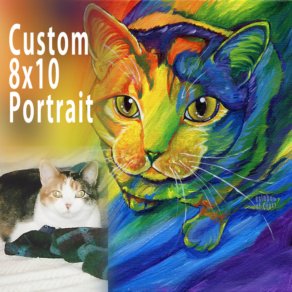 Custom Pet Rainbow Portrait / 8x10 Canvas