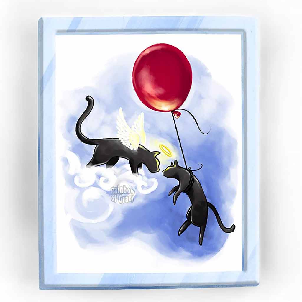 Angel Cat Meets Balloon Cat Art Print