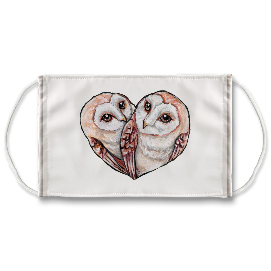Barn Owl Love / Face Mask / White