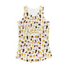 Load image into Gallery viewer, the beer lovers women performance tank top, featuring an all over print of 10 different styles of beers in 10 different glasses
