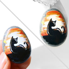 Load image into Gallery viewer, Black Cat Sunrise / Rock Art / Necklace

