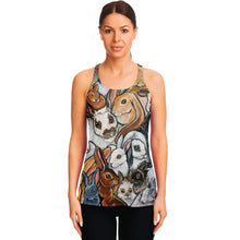 Load image into Gallery viewer, y Lovers Racerbank Tank Top, printed with art of several different rabbit breeds
