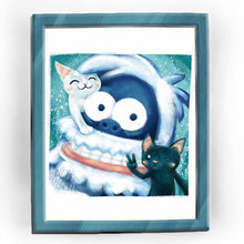 Load image into Gallery viewer, an illustration of a black cat and white cat taking a selfie with a yeti
