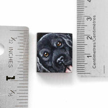 Load image into Gallery viewer, a scrabble tile pendant necklace, hand painted with a portrait of a black labrador retriever dog
