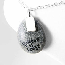 Load image into Gallery viewer, the back of a Springer spaniel rock art, signed with, Rainbow of Crazy
