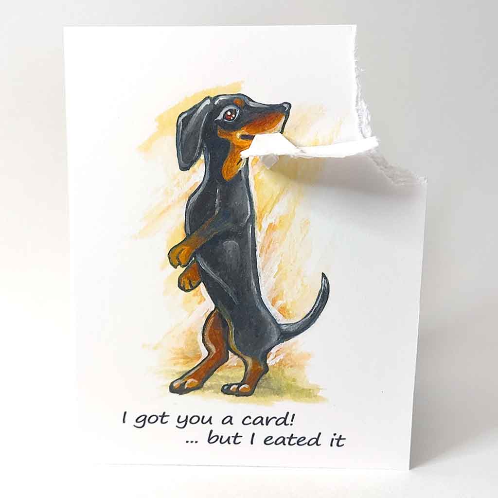 Hungry Dachshund / Greeting Card