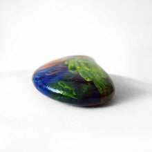 Load image into Gallery viewer, small rock art, hand painted with a rainbow lorikeet bird with red eyes
